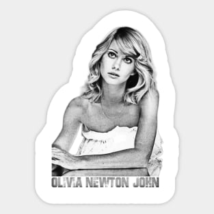 Olivia Newton John-Tribute Design in Black & White Illustration Sticker